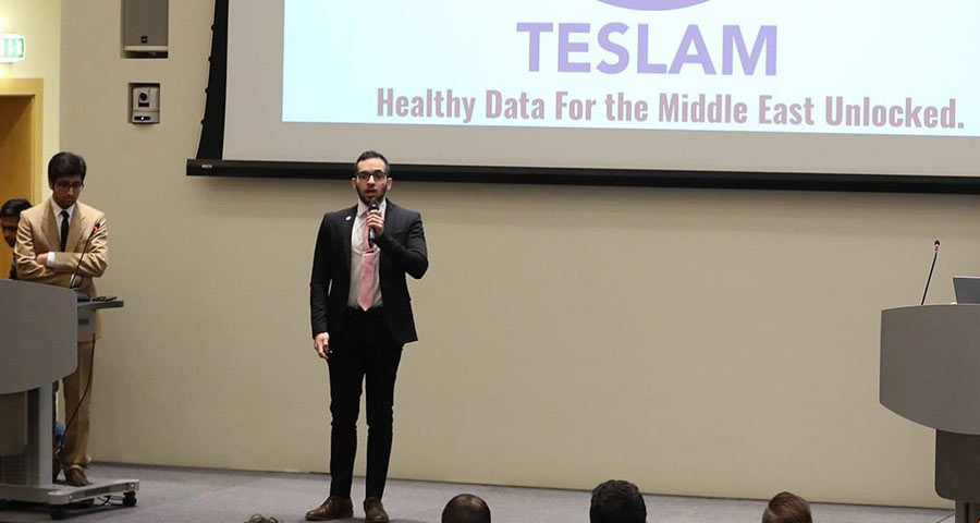 Shahan Ali Memon and Ibrahim Soltan at the NYUAD Hackathon