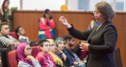 Selma Limam Mansar speaking to freshman students