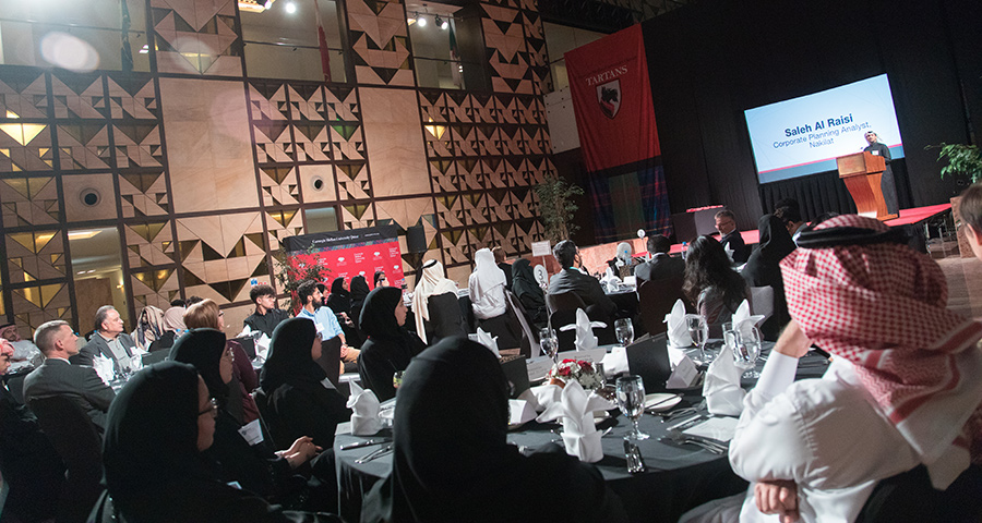 Saleh Al-Raisi gives words of advice to the newest members of CMU-Q