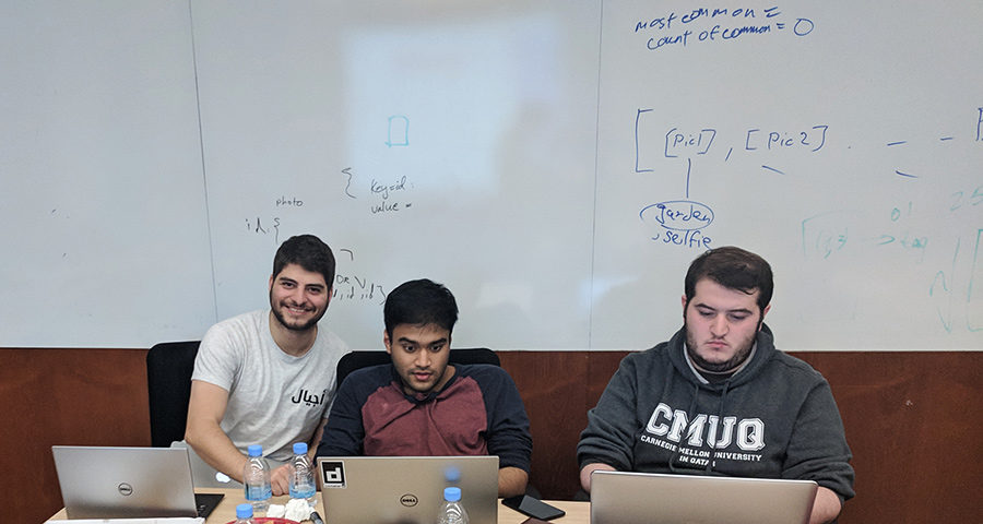 A student team works on a solution for Google Hash Code 2019