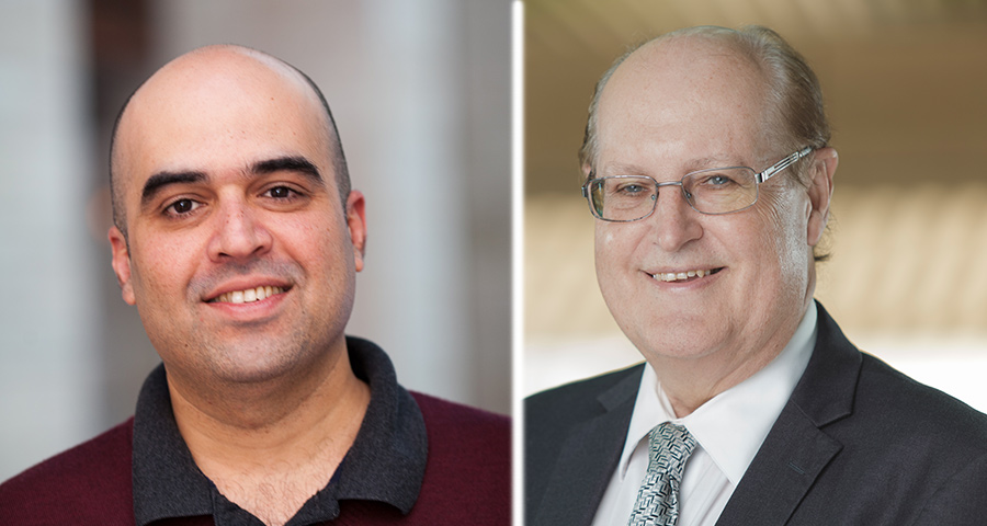 Business administration faculty members Fuad Farooqi, left, and John O'Brien.