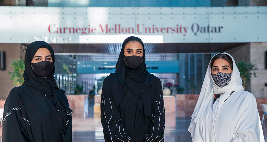 Her Excellency Reem Al-Mansoori, Maryam Al-Naemi and Dr. Amal Mohammed Al-Malki