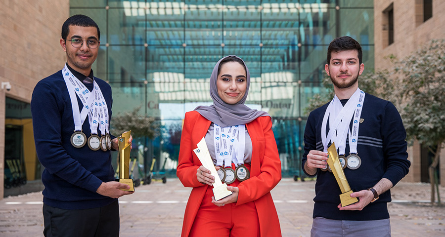 Ammar Karkour, Rahaf Abutarbush and Abdullah Shaar were the first team from Education City to compete in Arabic debate.