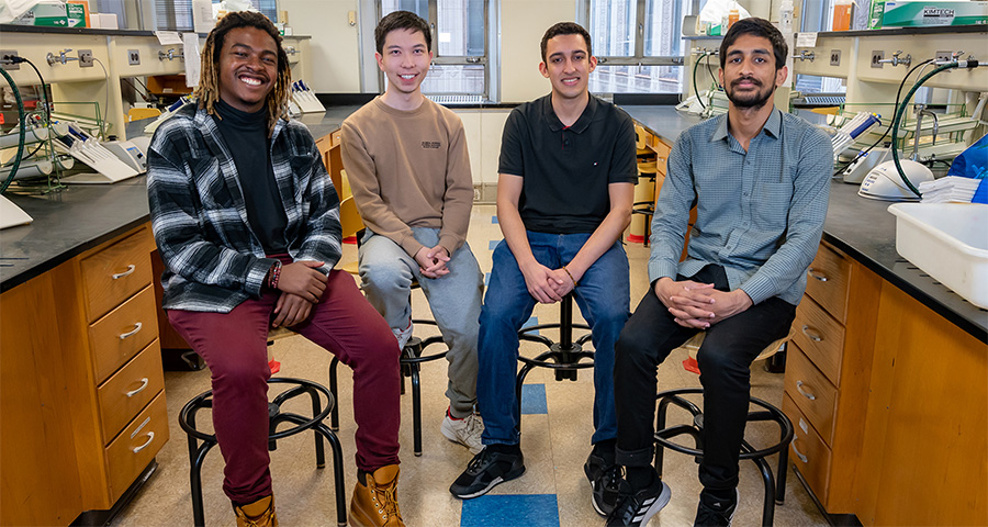 Martin Sikhondze, Peiyun Ju, Amir Roshan and Ali Tajammul at the Pittsburgh campus.