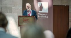 Michael Trick welcomed participants to Day 2 of the Women in Leadership conference.