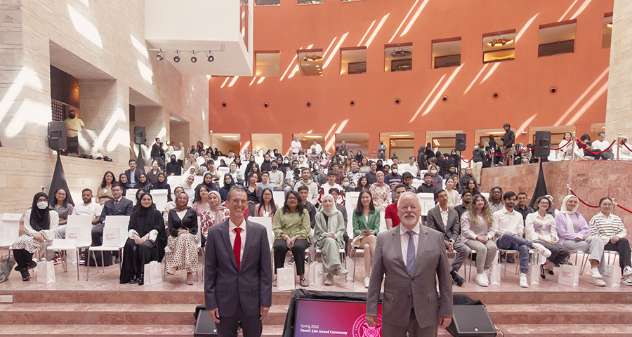 Dudley Reynolds and Michael Trick at the Dean's List Ceremony for the spring 2022 semester.