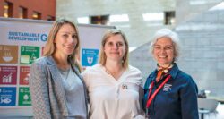 EcoCampus co-chairs Jennifer Bruder and Elissar El-Akra Hajjar, along with CMU's Alexandra Hiniker (center).