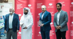 Presenting the prizes were Dean Michael Trick, Fawaz Al-Shammari, Fawaz Idrissi and Khaled Harras, director of the HBJ Center.