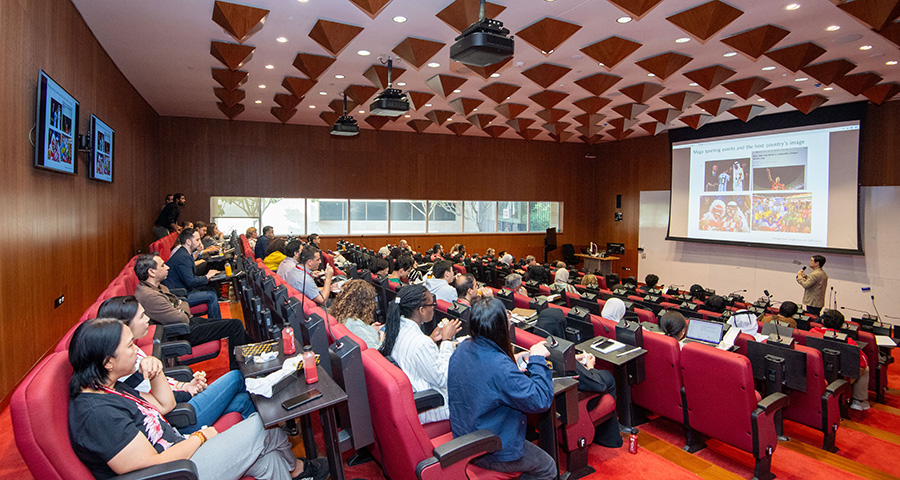 Students, faculty and staff gathered to learn about the research projects of four faculty members.