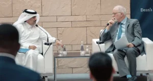 Director General of Qatar Fund for Development and Dean Trick in conversation at Deans Lecture Series event