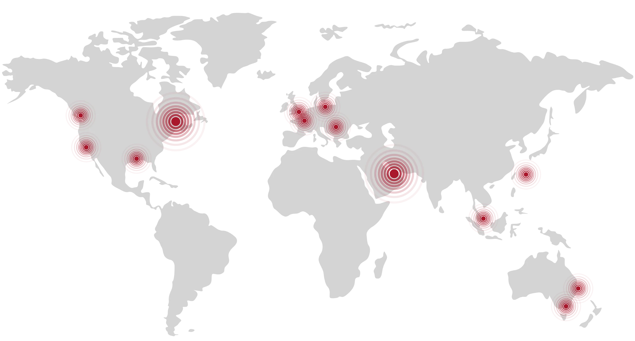 World map showing locations where Carnegie Mellon University in Qatar Business Administration alumni live and work, with the largest represented concentration in Qatar.